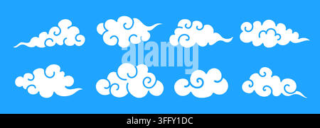 Oriental cloud pattern with Chinese graphic style vector illustration element set Stock Vector