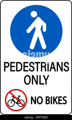 Pedestrians only traffic sign with small no bikes ban sign in the bottom. Stock Vector