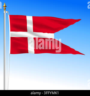 Denmark national state waving swallow-tail flag, European Union, vector illustration Stock Vector