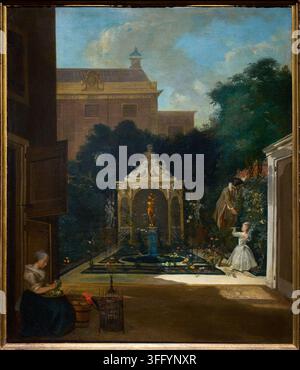 An Amsterdam Canal House Garden, 1740-1745, Cornelis Troost (1696-1750), Rijksmuseum, Amsterdam, Netherlands Stock Photo