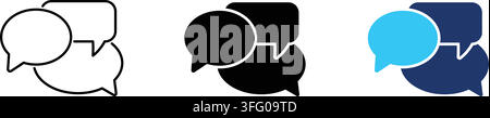 Speech bubbles icon representing multiple messages, active chat discussion, online group conversation and text comments. Symbol of dialogue exchange Stock Vector