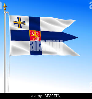 Finland official presidential waving flag, Republic of Finland, European Union, vector illustration Stock Vector