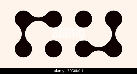 Abstract metaball shapes, connected in a dark lines. Stock Vector
