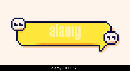 Bright yellow title quote frame with a pixel art speech bubble shape and two small tabs on each side. Stock Vector