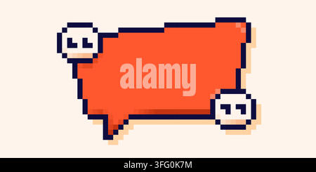 Bold red title quote frame drawn in pixel art style. Stock Vector