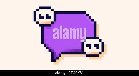 Purple title quote frame in pixel art style. Stock Vector