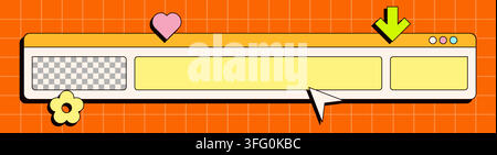 A testimonial layout with an orange background in Neo-brutalism style, sized for a web banner, with small decorative elements. Stock Vector