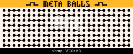 Pack with black metaball forms with connected organic shapes. Template style elements, simple logos. Stock Vector