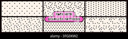 Polkadot seamless patterns collection with a fun geometric elements. Each pattern is a vector file. Stock Vector