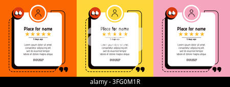 This testimony layout has a profile icon and a date text, so it works well as a cover card for client feedback. Stock Vector