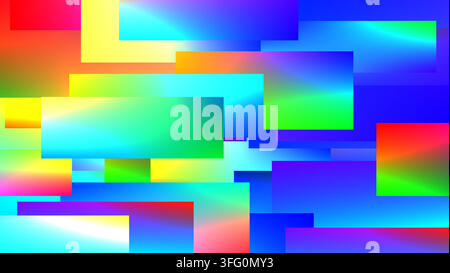 Overlapping rectangular panels. Neon rainbow color blocks. Stock Vector