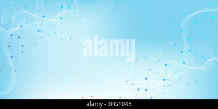 Geometric abstract background with connected line and dots. Structure molecule and communication. Big Data Visualization. Medical, technology, science Stock Vector