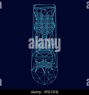 Remote control panel low poly triangulation triangulated polygonal electric cyan blue vibrant aqua neon color vector illustration image outline Stock Vector