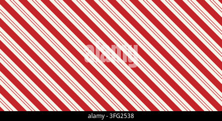 Red and cream diagonal stripes form a seamless candy cane pattern inspired by christmas peppermint designs with broad bands and fine parallel lines fo Stock Vector