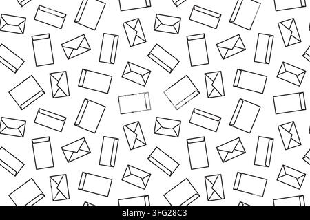 seamless pattern with envelopes icons for stationery, invitations, wedding cards, greeting cards, mail and correspondence - vector illustration Stock Vector
