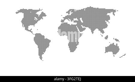 World map showing continents with a modern digital dot pattern Stock Vector