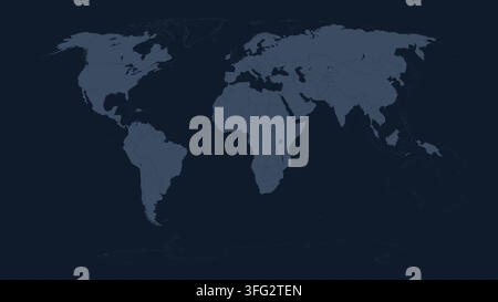 World map showing continents and countries in dark blue tones Stock Vector