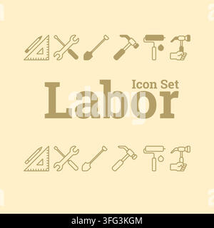 Powering the Workforce: Labor Icon Set Stock Vector