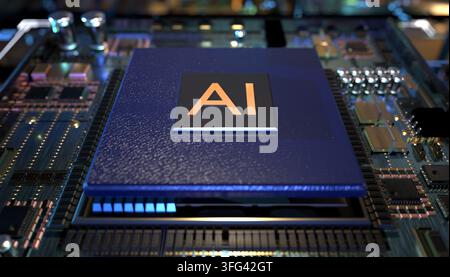 AI (Artificial Intelligence) technology,CPU Concept with Circuit Board Stock Photo