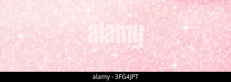 Pink pixel surface, luxurious mosaic, elegant satin finish with sparkling light, perfect chic wallpaper for sophisticated interiors. Abstract vector Stock Vector