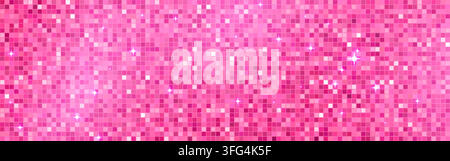 Pink disco luxury background, shimmer sparkle, sequin glitter light pattern, spark tile celebration vector bg. Stock Vector