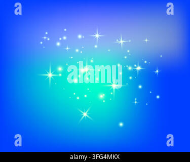 Sparkling blue light background with bokeh effects and luminous stars, featuring soft glowing circles and abstract shine for elegant design Stock Vector