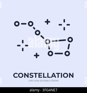 Constellation line icon. Star pattern linear vector illustration. Thin sign of connected celestial points beside sparkles for astronomy, zodiac Stock Vector