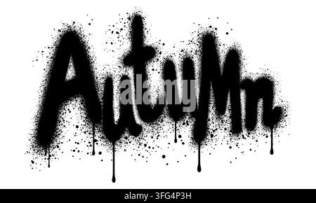 Sprayed autumn font graffiti with over spray in black over white.Vector Illustration for advertising, web, social media Stock Vector