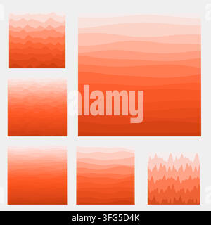 Abstract waves background collection. Curves in deep orange colors. Captivating vector illustration. Stock Vector