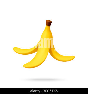 Banana peel 3d icon Stock Vector