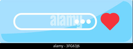Social media comment bar heart like interface flat icon. Light blue input bar white comment text field red heart like icon online chat interaction int Stock Vector