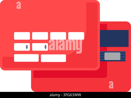 Online form credit card payment input flat vector icon red web checkout window card data input fields electronic banking transaction UI symbol Stock Vector
