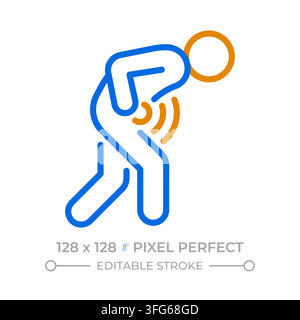 Severe stomach ache pixel perfect duotone line icon Stock Vector