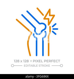 Acute joint discomfort pixel perfect duotone line icon Stock Vector