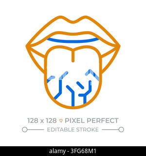 Chronic dry mouth syndrome pixel perfect duotone line icon Stock Vector
