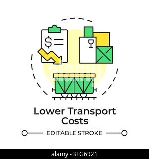 Lower transport costs flat linear concept icon Stock Vector