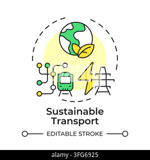 Sustainable transport flat linear concept icon Stock Vector