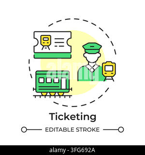 Ticketing flat linear concept icon Stock Vector
