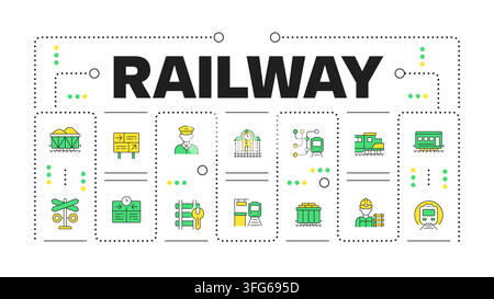 Railway concept banner graphic Stock Vector