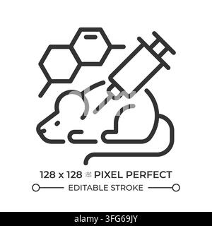 Laboratory mouse pixel perfect simple line icon Stock Vector