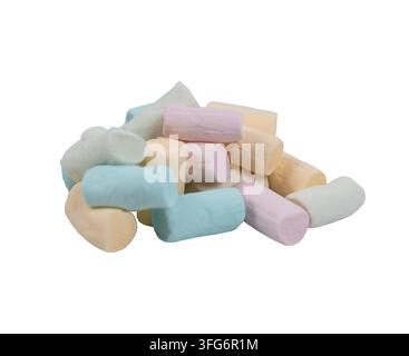 Soft Pastel Mini Marshmallows Stacked in a Colorful Pile for Sweet Dessert and Candy Concepts Stock Photo