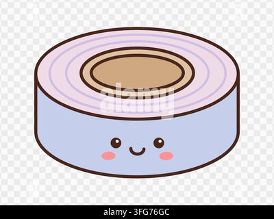 Cute kawaii tape roll vector illustration with smiling face and pastel colors Stock Vector