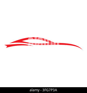 A sleek modern red silhouette of a sports automobile isolated on a clean white background. This minimalist vector graphic features dynamic curves repr Stock Vector
