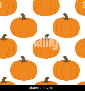 Vegetable food organic fresh healthy cooking produce garden natural vector pattern featuring pumpkins, curling stems and leafy vines in a warm harvest Stock Vector
