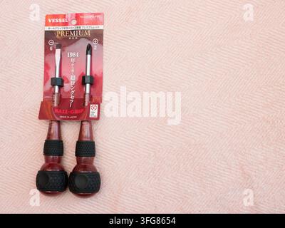 VESSEL Screwdrivers 220-2PS-PRE Ball-Grip. Stock Photo