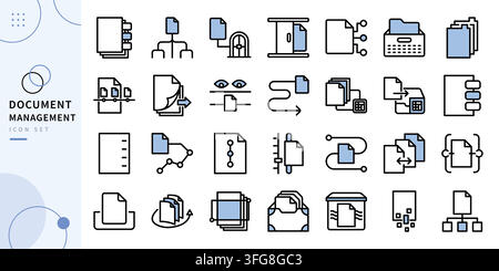 Document management icon set for file storage and organization concept Stock Vector
