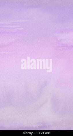 Soft abstract watercolor background in delicate lavender, lilac and pale purple tones. Hand painted paper texture with subtle washes, brush marks and Stock Photo