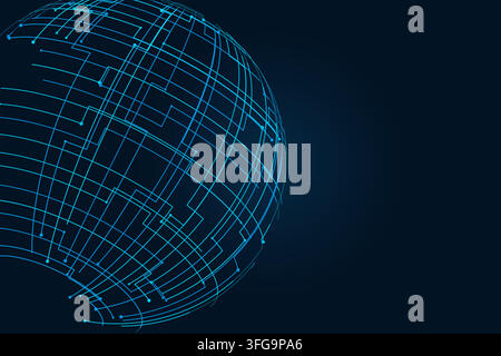 Decorative tech globe illustration for print design, creative layouts, and modern visual branding. Stock Vector