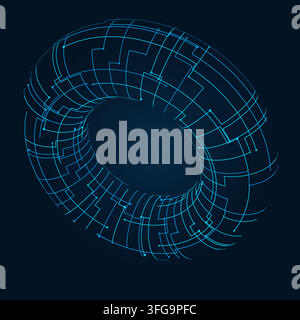 Wire Torus vector background with crisp scalable linework for microstock and commercial design projects. Stock Vector