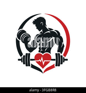 Modern Fitness Gym Muscle Heart Logo For Professional Workout Branding Stock Vector